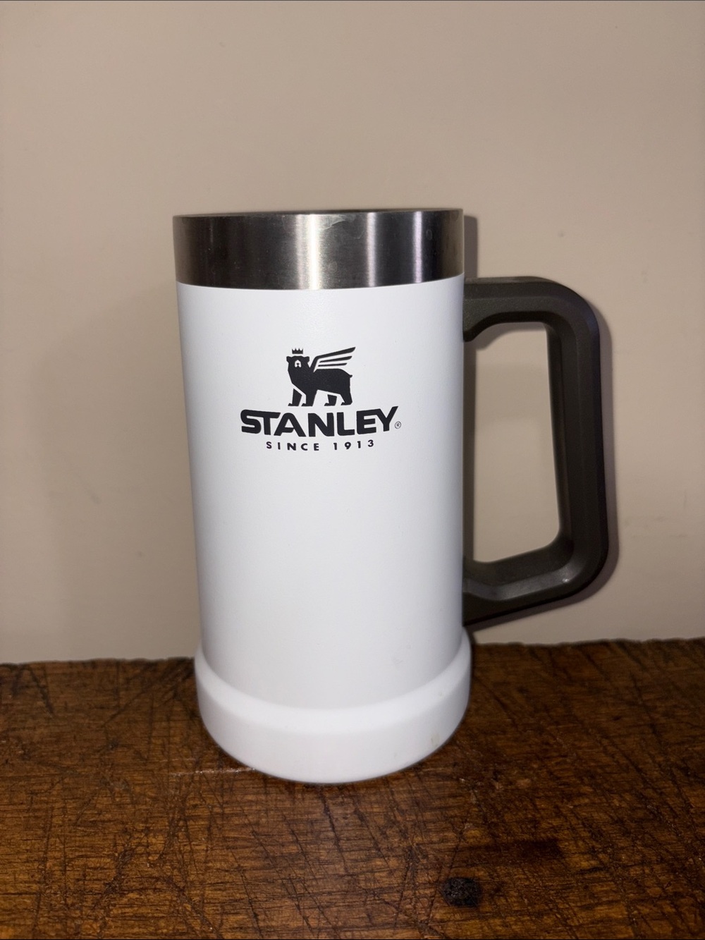 Stanley White Insulated Travel Mug with Black Handle